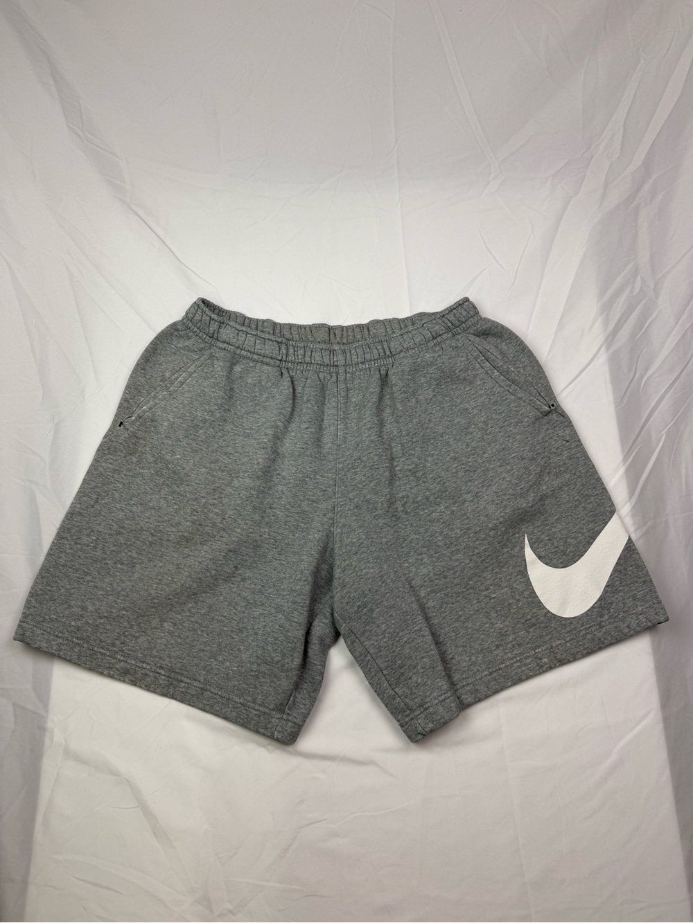 Nike Gray Men's Athletic Shorts with White Swoosh